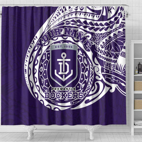 Personalized Fremantle Dockers Polynesian Shower Curtain Tribal Chest and Sleeve Tattoo Heritage Warrior
