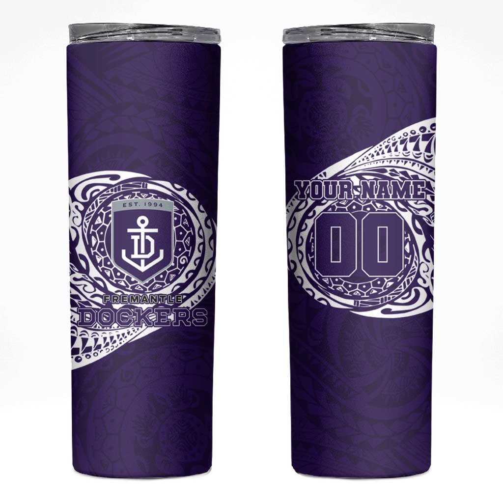 Personalized Fremantle Dockers Polynesian Skinny Tumbler Tribal Chest and Sleeve Tattoo Heritage Warrior
