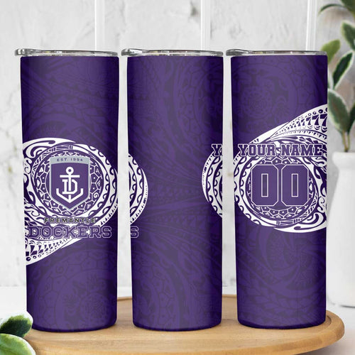 Personalized Fremantle Dockers Polynesian Skinny Tumbler Tribal Chest and Sleeve Tattoo Heritage Warrior