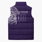 Personalized Fremantle Dockers Polynesian Sleeveless Puffer Jacket Tribal Chest and Sleeve Tattoo Heritage Warrior