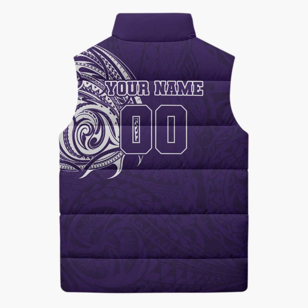 Personalized Fremantle Dockers Polynesian Sleeveless Puffer Jacket Tribal Chest and Sleeve Tattoo Heritage Warrior