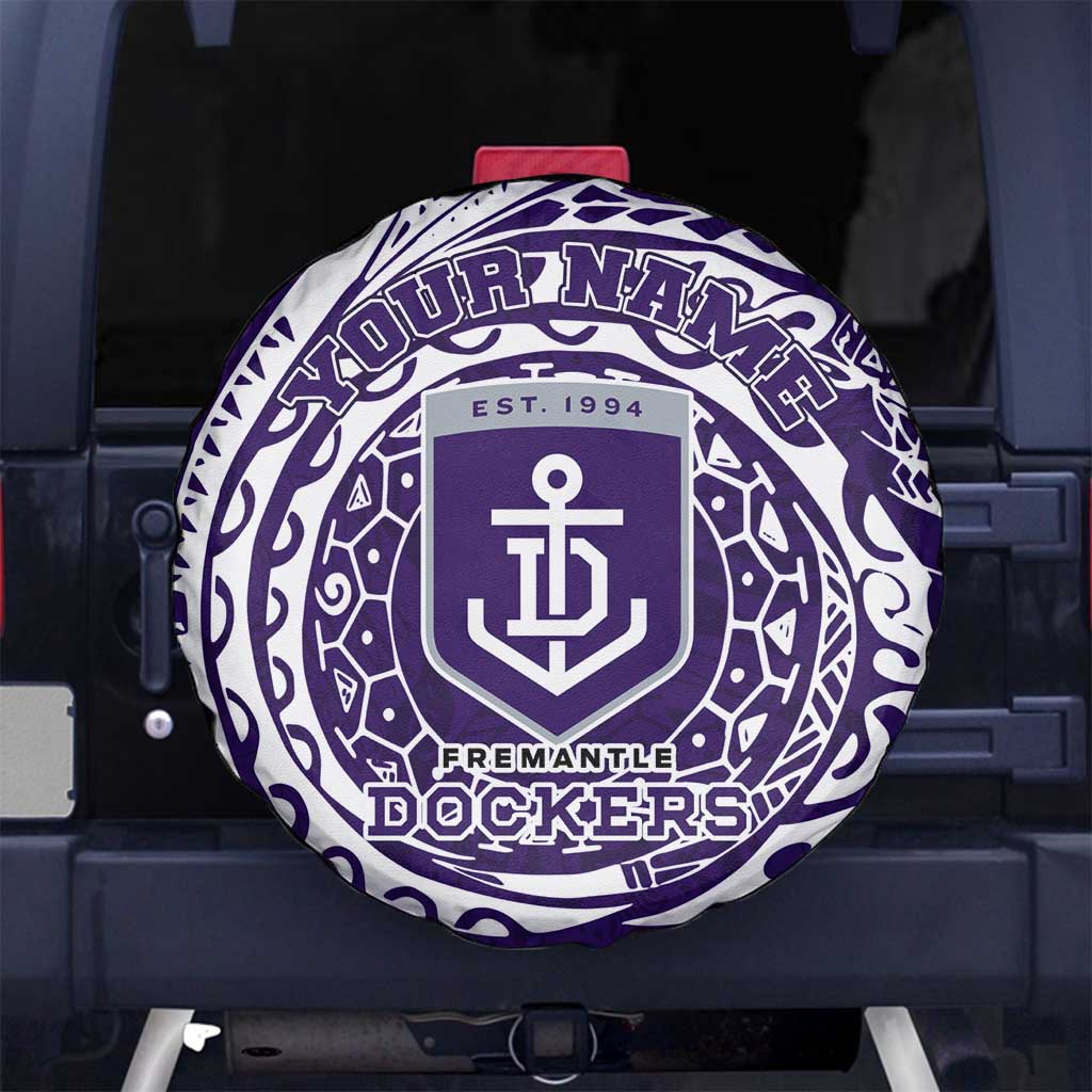 Personalized Fremantle Dockers Polynesian Spare Tire Cover Tribal Chest and Sleeve Tattoo Heritage Warrior