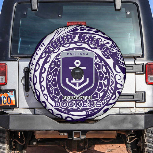 Personalized Fremantle Dockers Polynesian Spare Tire Cover Tribal Chest and Sleeve Tattoo Heritage Warrior