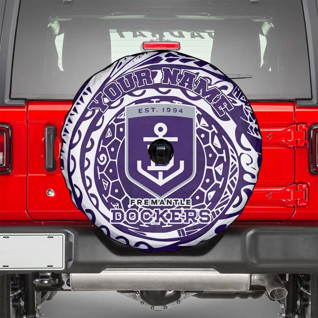 Personalized Fremantle Dockers Polynesian Spare Tire Cover Tribal Chest and Sleeve Tattoo Heritage Warrior