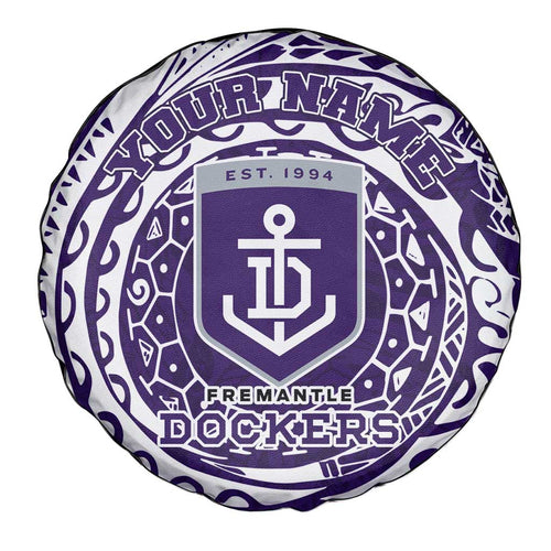 Personalized Fremantle Dockers Polynesian Spare Tire Cover Tribal Chest and Sleeve Tattoo Heritage Warrior