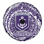 Personalized Fremantle Dockers Polynesian Spare Tire Cover Tribal Chest and Sleeve Tattoo Heritage Warrior