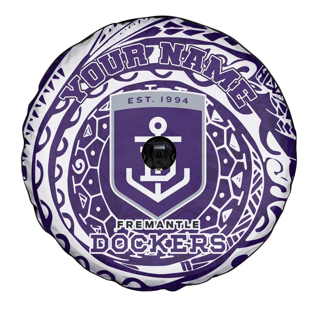 Personalized Fremantle Dockers Polynesian Spare Tire Cover Tribal Chest and Sleeve Tattoo Heritage Warrior