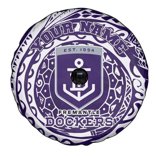 Personalized Fremantle Dockers Polynesian Spare Tire Cover Tribal Chest and Sleeve Tattoo Heritage Warrior