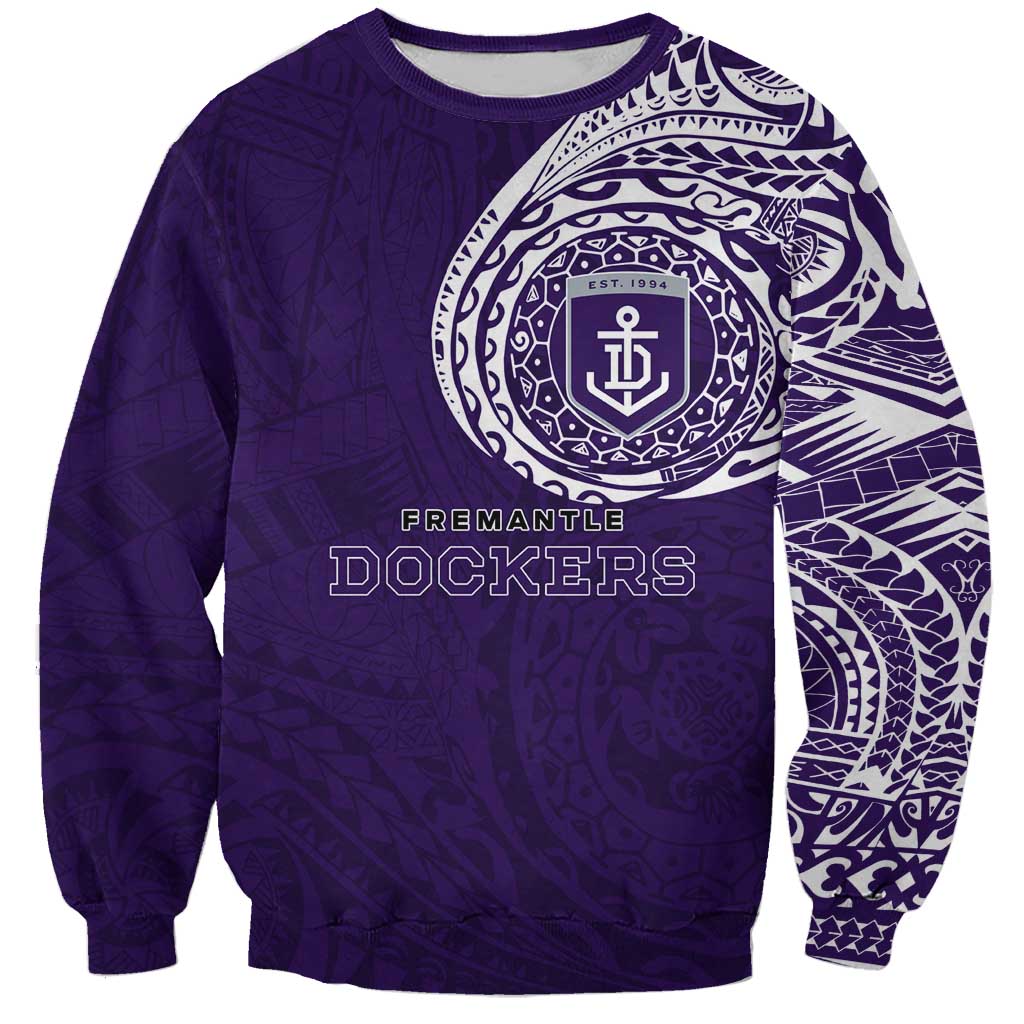 Personalized Fremantle Dockers Polynesian Sweatshirt Tribal Chest and Sleeve Tattoo Heritage Warrior