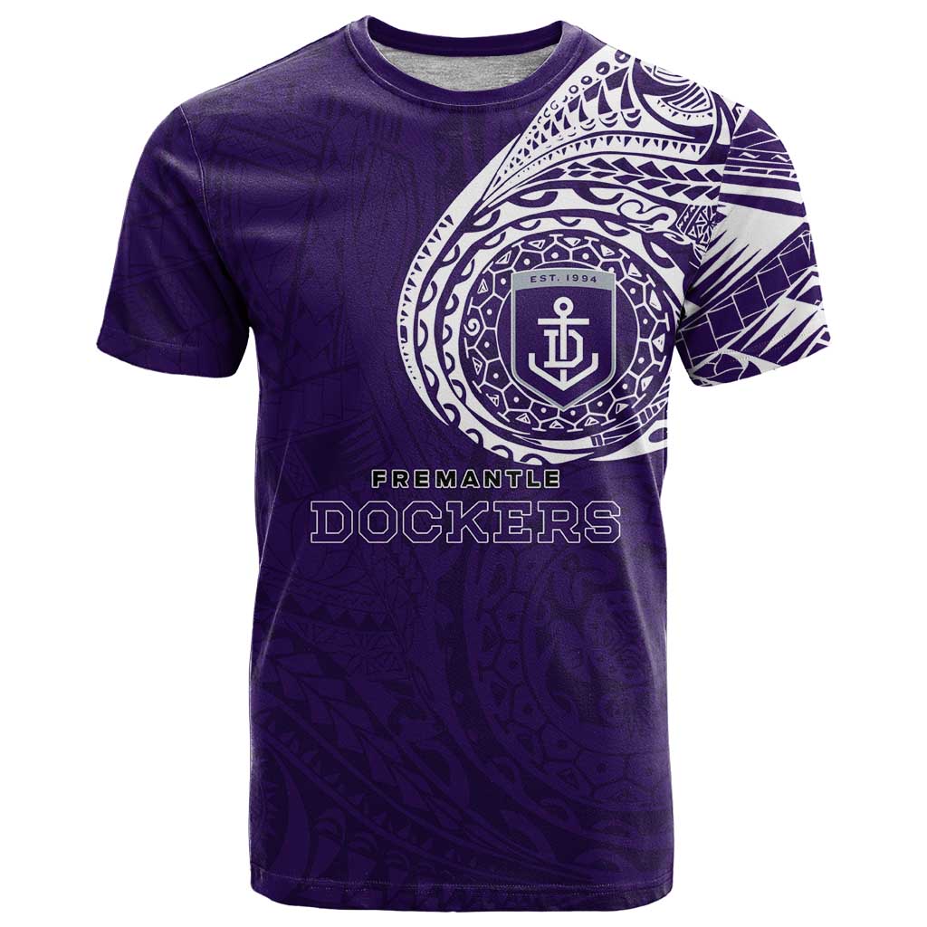Personalized Fremantle Dockers Polynesian T Shirt Tribal Chest and Sleeve Tattoo Heritage Warrior
