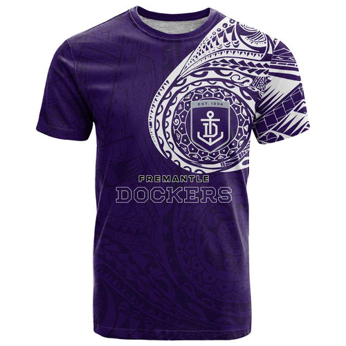 Personalized Fremantle Dockers Polynesian T Shirt Tribal Chest and Sleeve Tattoo Heritage Warrior