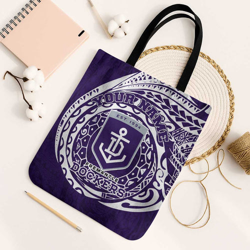 Personalized Fremantle Dockers Polynesian Tote Bag Tribal Chest and Sleeve Tattoo Heritage Warrior