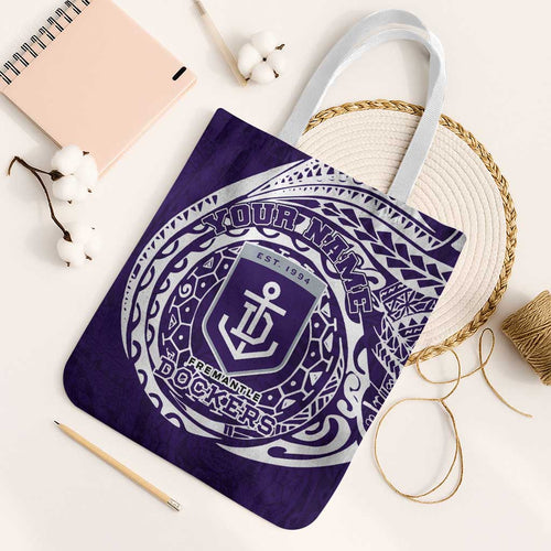 Personalized Fremantle Dockers Polynesian Tote Bag Tribal Chest and Sleeve Tattoo Heritage Warrior
