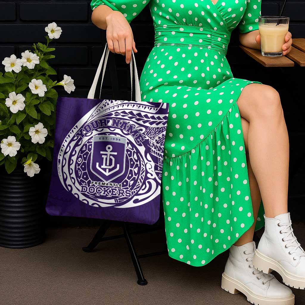 Personalized Fremantle Dockers Polynesian Tote Bag Tribal Chest and Sleeve Tattoo Heritage Warrior