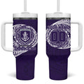 Personalized Fremantle Dockers Polynesian Tumbler With Handle Tribal Chest and Sleeve Tattoo Heritage Warrior
