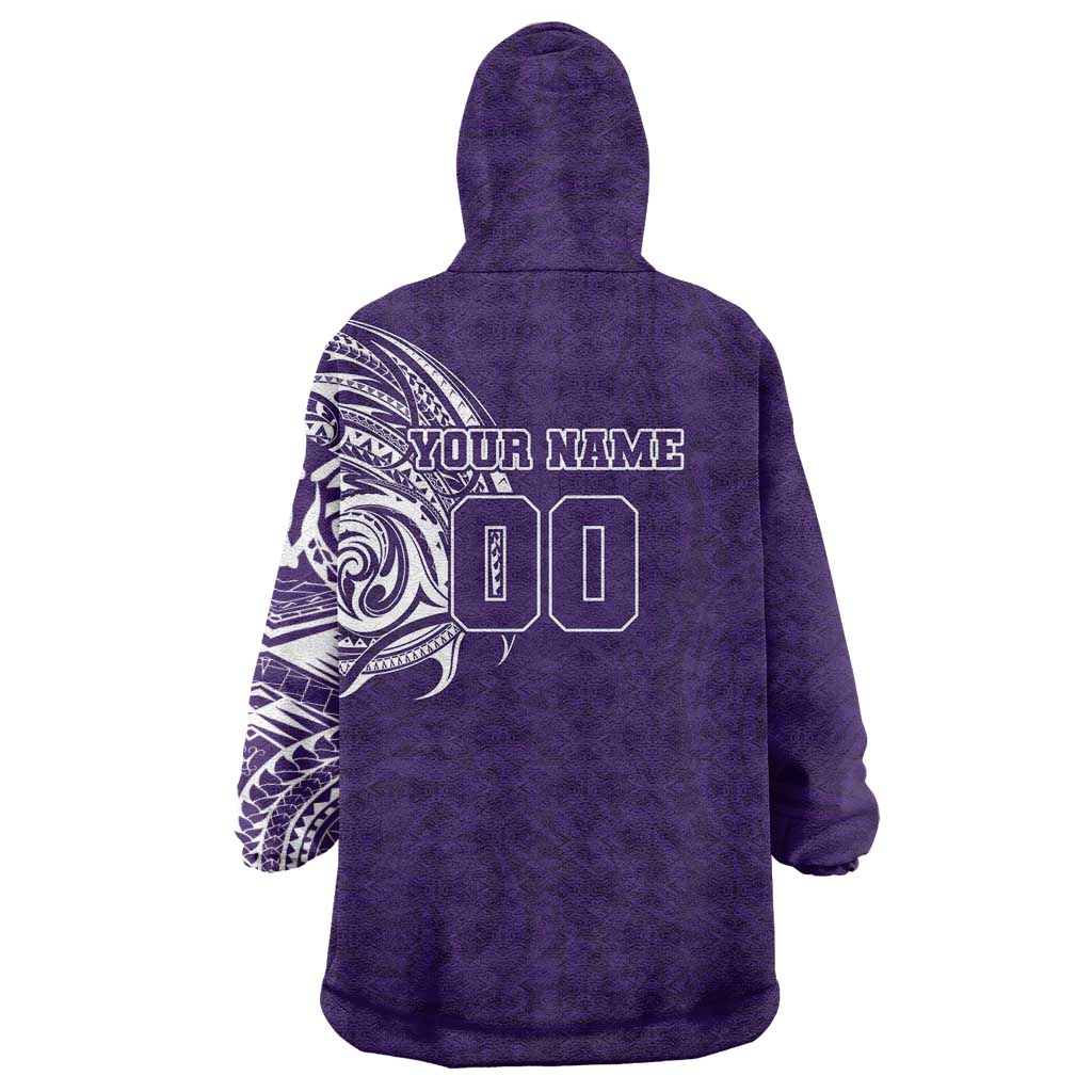 Personalized Fremantle Dockers Polynesian Wearable Blanket Hoodie Tribal Chest and Sleeve Tattoo Heritage Warrior