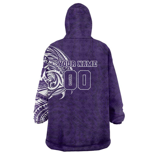 Personalized Fremantle Dockers Polynesian Wearable Blanket Hoodie Tribal Chest and Sleeve Tattoo Heritage Warrior