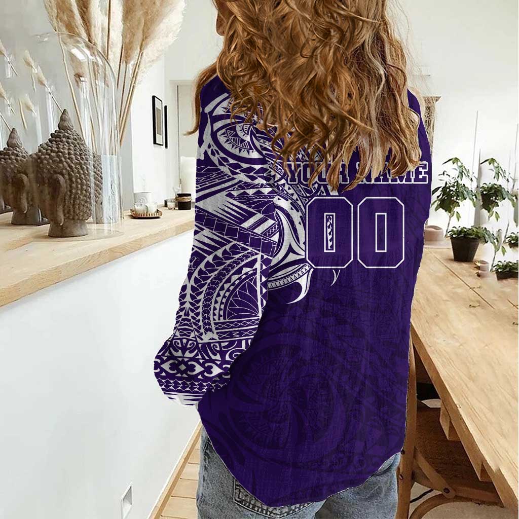 Personalized Fremantle Dockers Polynesian Women Casual Shirt Tribal Chest and Sleeve Tattoo Heritage Warrior