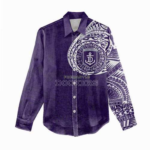 Personalized Fremantle Dockers Polynesian Women Casual Shirt Tribal Chest and Sleeve Tattoo Heritage Warrior