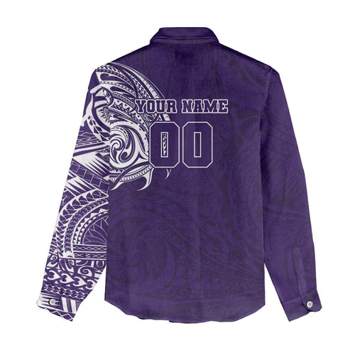 Personalized Fremantle Dockers Polynesian Women Casual Shirt Tribal Chest and Sleeve Tattoo Heritage Warrior