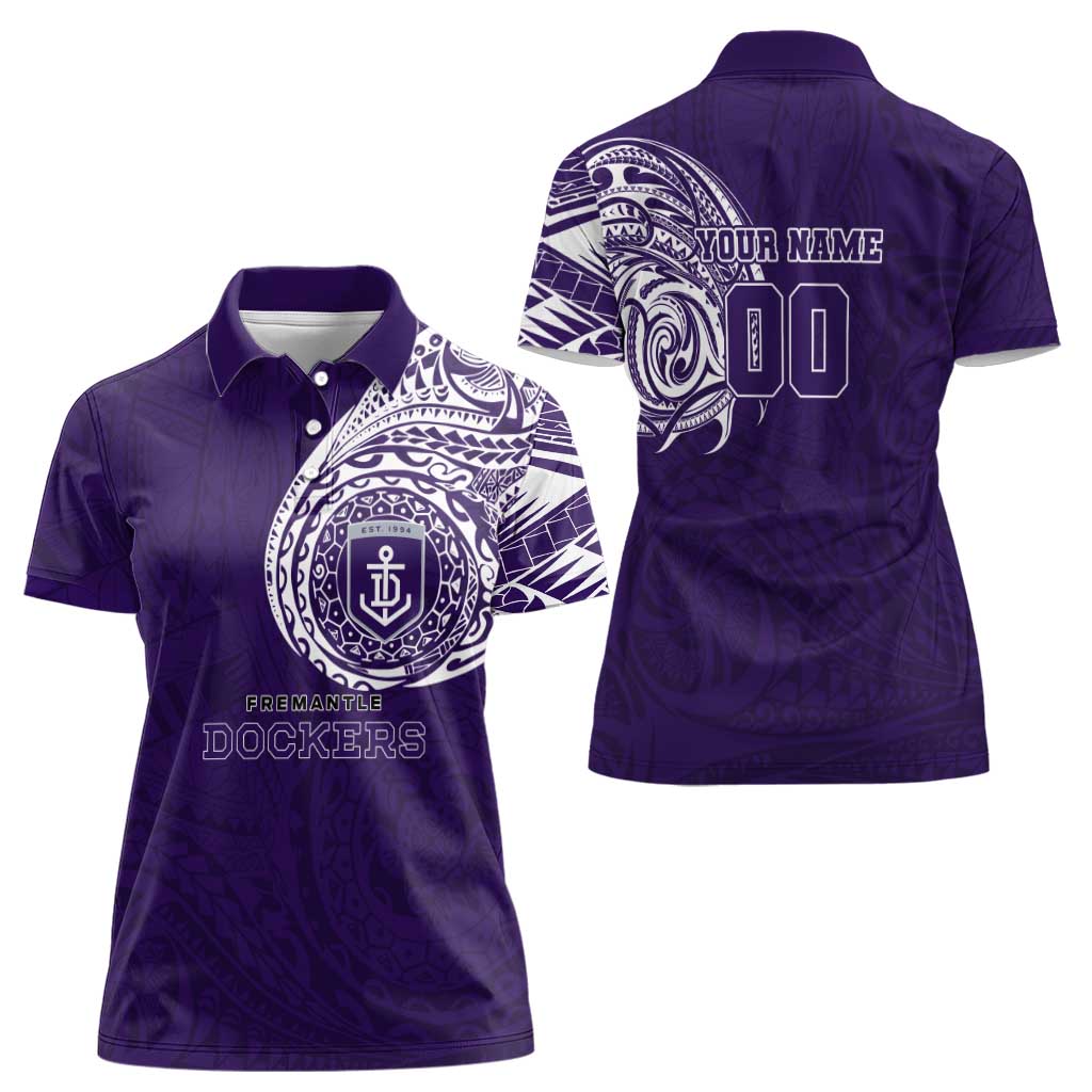 Personalized Fremantle Dockers Polynesian Women Polo Shirt Tribal Chest and Sleeve Tattoo Heritage Warrior