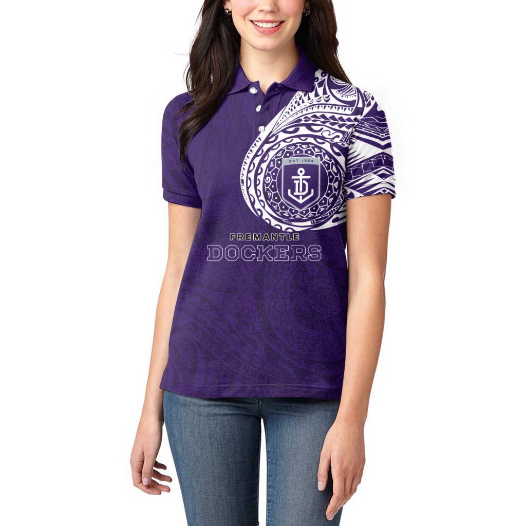 Personalized Fremantle Dockers Polynesian Women Polo Shirt Tribal Chest and Sleeve Tattoo Heritage Warrior