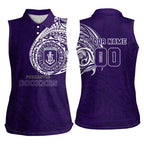 Personalized Fremantle Dockers Polynesian Women Sleeveless Polo Shirt Tribal Chest and Sleeve Tattoo Heritage Warrior