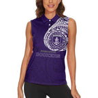 Personalized Fremantle Dockers Polynesian Women Sleeveless Polo Shirt Tribal Chest and Sleeve Tattoo Heritage Warrior