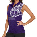 Personalized Fremantle Dockers Polynesian Women Sleeveless Polo Shirt Tribal Chest and Sleeve Tattoo Heritage Warrior