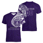 Personalized Fremantle Dockers Polynesian Women V-Neck T-Shirt Tribal Chest and Sleeve Tattoo Heritage Warrior