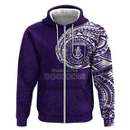 Personalized Fremantle Dockers Polynesian Zip Hoodie Tribal Chest and Sleeve Tattoo Heritage Warrior