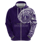 Personalized Fremantle Dockers Polynesian Zip Hoodie Tribal Chest and Sleeve Tattoo Heritage Warrior