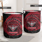 Personalized Essendon Bombers Polynesian Laundry Basket Tribal Chest and Sleeve Tattoo Heritage Warrior