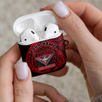 Personalized Essendon Bombers Polynesian AirPods Case Tribal Chest and Sleeve Tattoo Heritage Warrior