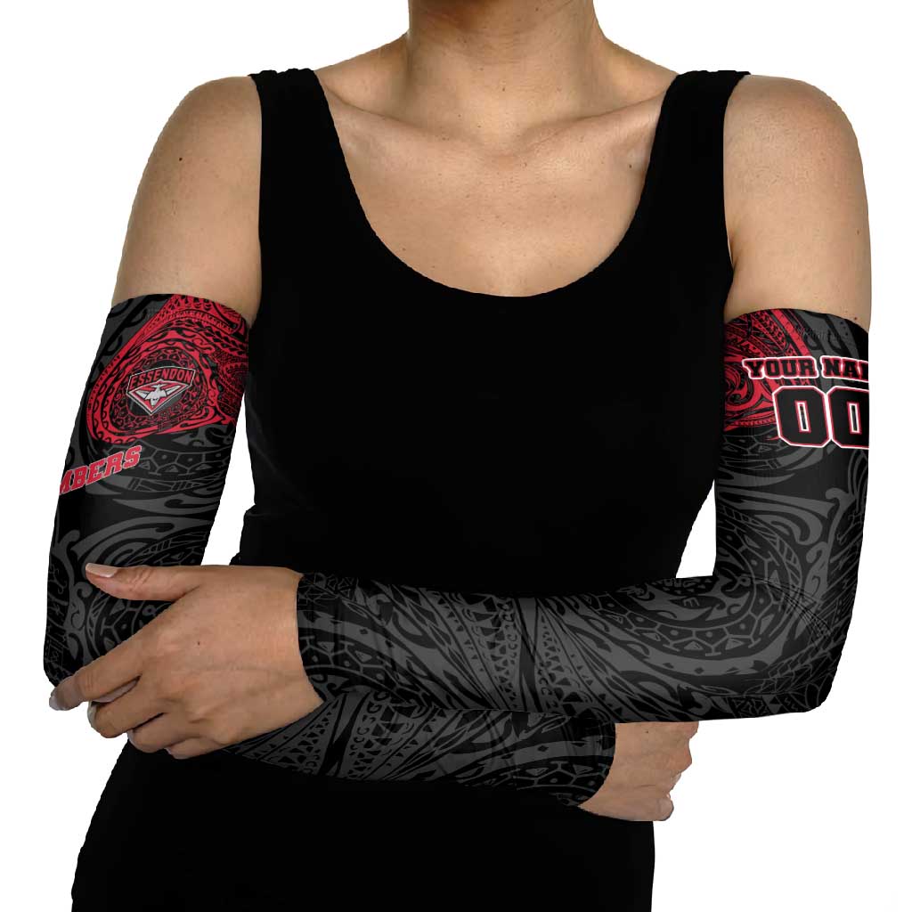 Personalized Essendon Bombers Polynesian Arm Sleeves Tribal Chest and Sleeve Tattoo Heritage Warrior