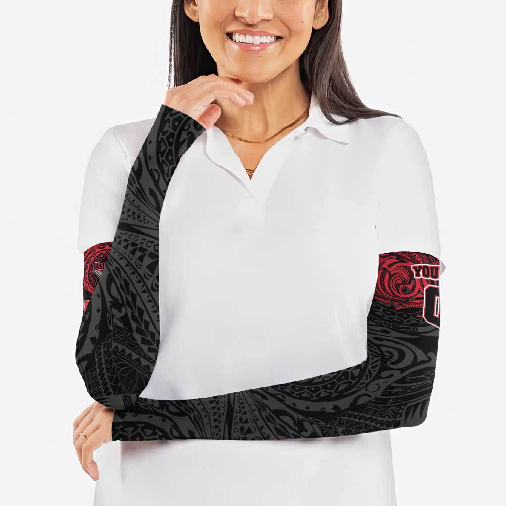 Personalized Essendon Bombers Polynesian Arm Sleeves Tribal Chest and Sleeve Tattoo Heritage Warrior