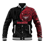 Personalized Essendon Bombers Polynesian Baseball Jacket Tribal Chest and Sleeve Tattoo Heritage Warrior