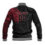 Personalized Essendon Bombers Polynesian Baseball Jacket Tribal Chest and Sleeve Tattoo Heritage Warrior