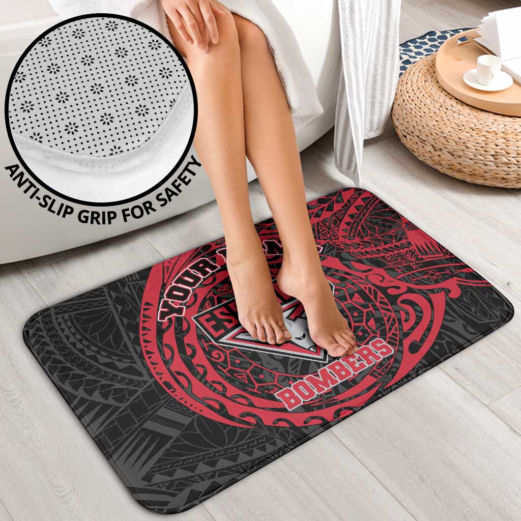 Personalized Essendon Bombers Polynesian Bathroom Set Tribal Chest and Sleeve Tattoo Heritage Warrior