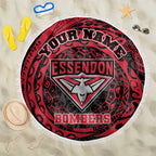 Personalized Essendon Bombers Polynesian Beach Blanket Tribal Chest and Sleeve Tattoo Heritage Warrior