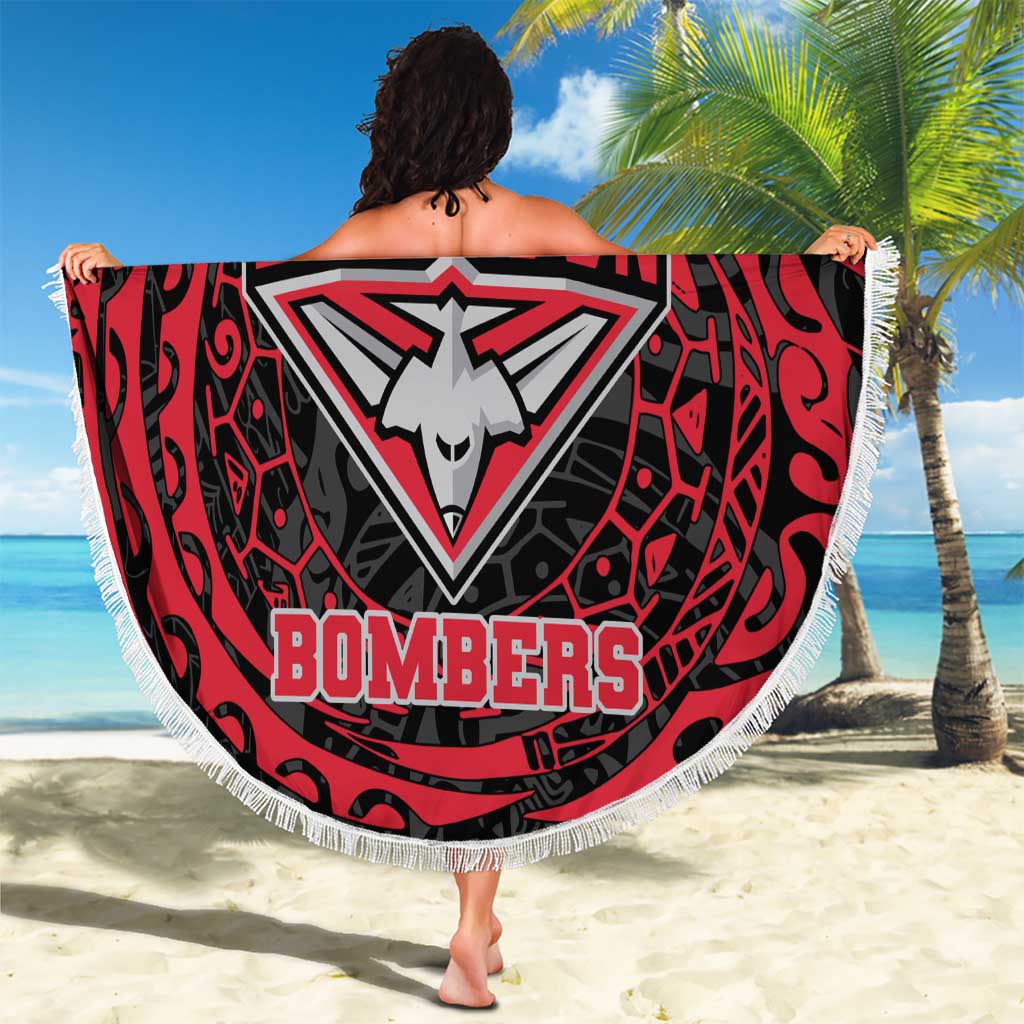 Personalized Essendon Bombers Polynesian Beach Blanket Tribal Chest and Sleeve Tattoo Heritage Warrior
