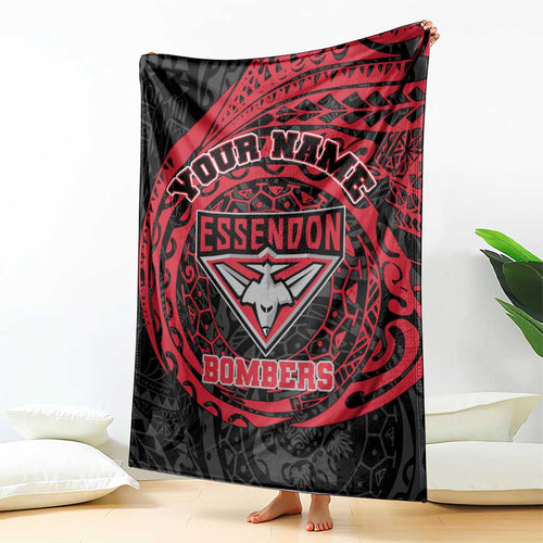 Personalized Essendon Bombers Polynesian Blanket Tribal Chest and Sleeve Tattoo Heritage Warrior