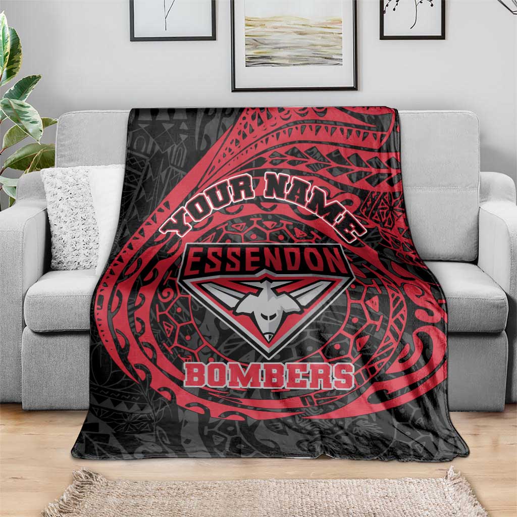 Personalized Essendon Bombers Polynesian Blanket Tribal Chest and Sleeve Tattoo Heritage Warrior