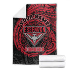 Personalized Essendon Bombers Polynesian Blanket Tribal Chest and Sleeve Tattoo Heritage Warrior