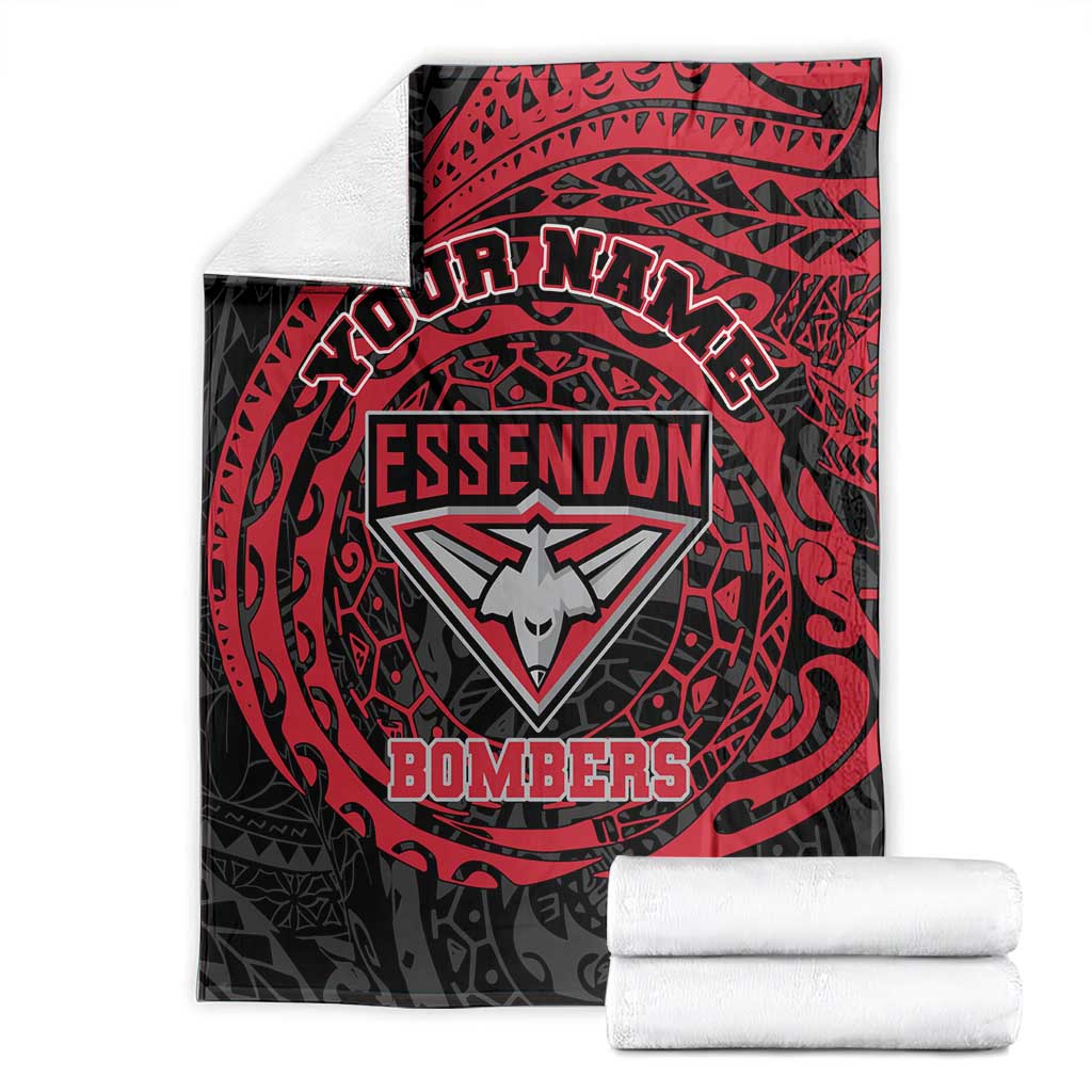 Personalized Essendon Bombers Polynesian Blanket Tribal Chest and Sleeve Tattoo Heritage Warrior