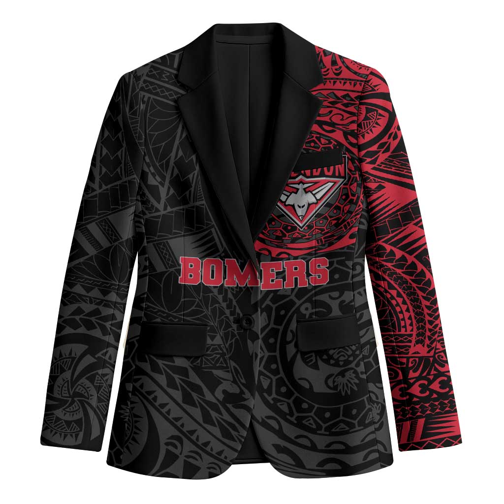 Personalized Essendon Bombers Polynesian Blazer Tribal Chest and Sleeve Tattoo Heritage Warrior