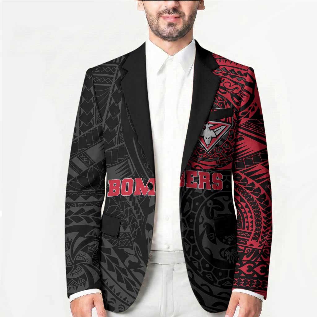 Personalized Essendon Bombers Polynesian Blazer Tribal Chest and Sleeve Tattoo Heritage Warrior