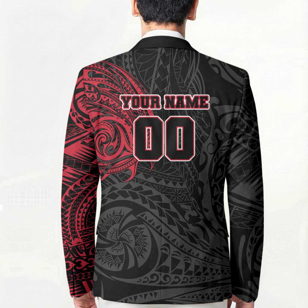 Personalized Essendon Bombers Polynesian Blazer Tribal Chest and Sleeve Tattoo Heritage Warrior