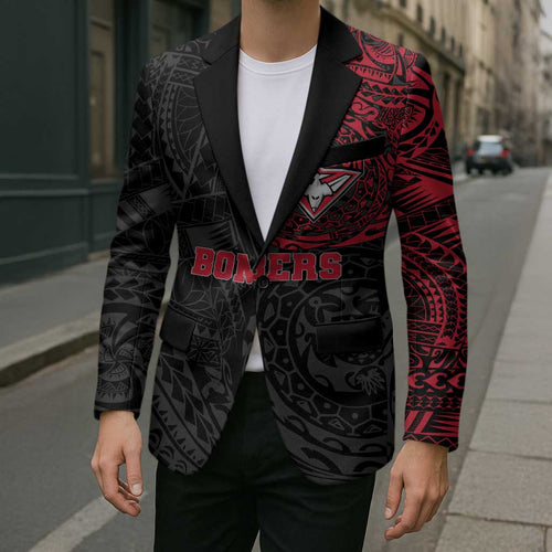 Personalized Essendon Bombers Polynesian Blazer Tribal Chest and Sleeve Tattoo Heritage Warrior
