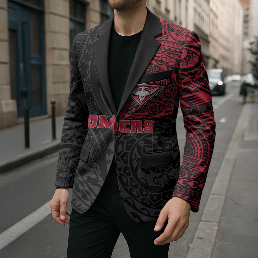 Personalized Essendon Bombers Polynesian Blazer Tribal Chest and Sleeve Tattoo Heritage Warrior